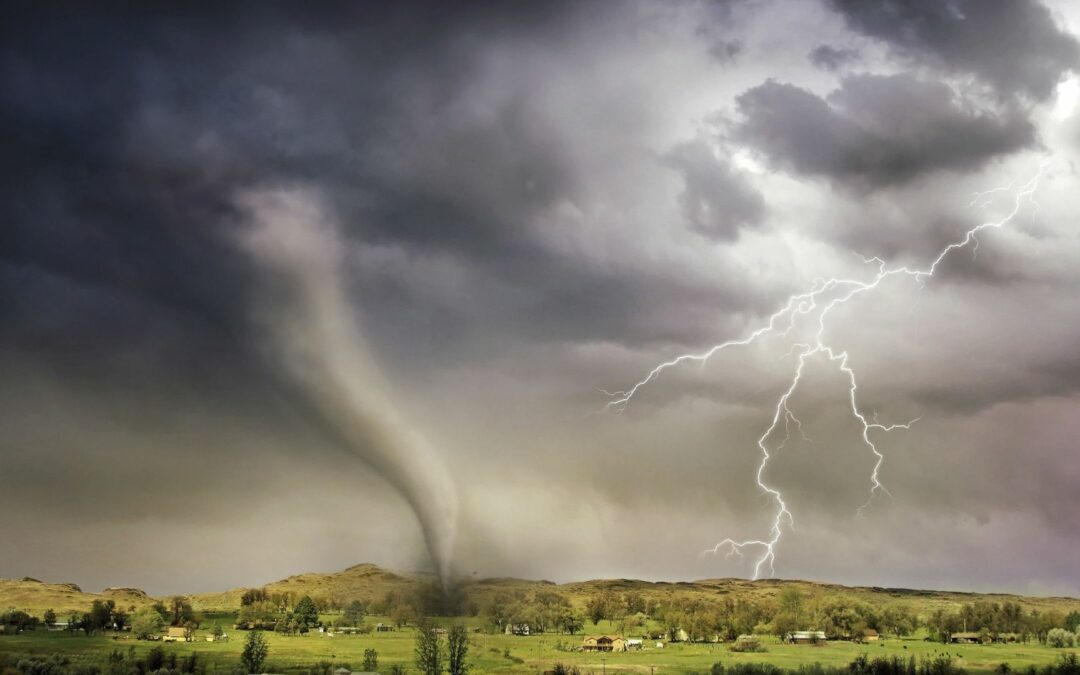 A tornado in the midst of hazardous weather